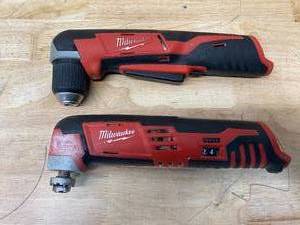 lot 78 image: MILWAUKEE M12 12V Lithium-Ion Cordless Oscillating Multi-Tool with M12 12V Lithium-Ion Cordless 38 in. Right Angle Drill (Tools-Only)