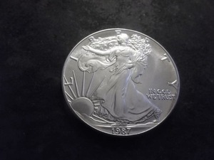 1987 Silver Eagle Dollar 1 Oz. 99.9 Fine Silver MS From UNC Roll