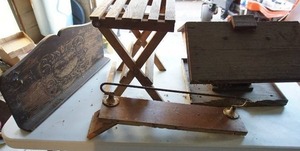lot 71 image: Wooden Chair, Bird House, Antique Towel Holder, Piece from A Piano