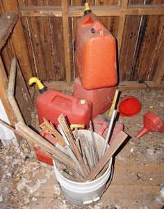 lot 87 image: Plastic gas cans etc.