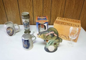lot 117 image: Brewerianaa Great Variety including Magnum Drinkware NIB, a Fish Decanter Etc.