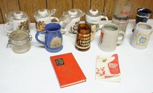 lot 168 image: BrewerianaSTROHS Bavaria Collection of Four Lidded Beer Steins, Budweiser Mugs Etc.