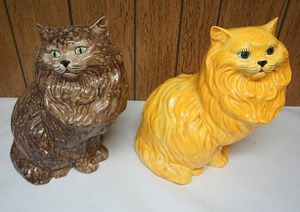 lot 179 image: Two Vintage Ceramic Life Size Cat Statues