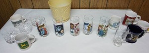 lot 211 image: Vintage character drink glasses, mugs etc.