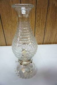 lot 215 image: Vintage clear glass hurricane lamp