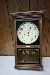 lot 232 image: Vintage regulator mantel clock
