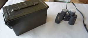 lot 266 image: Ammo box, binoculars with case