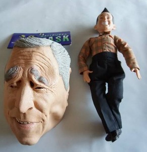 lot 273 image: Vintage 80s Pull String Doll SNL Character 1988 Ed Grimley, and Halloween Mask