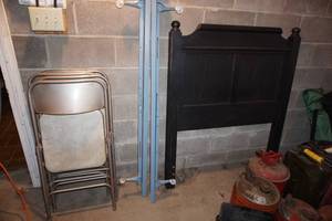 lot 382 image: Twin Size Headboard, Frame And Chairs