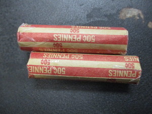 2 Rolls (100) Lincoln Wheatback Pennies