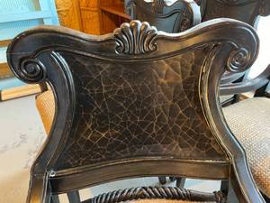 lot 96 image: 4  Vintage Ornately Designed Wooden Chairs with Upholstered Seating