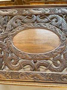 lot 97 image: Vintage Ornate Dragon Themed Carved Table