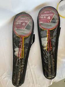 lot 121 image: 4  Quest Badminton Raquet Sets with 4 Extra Racquets