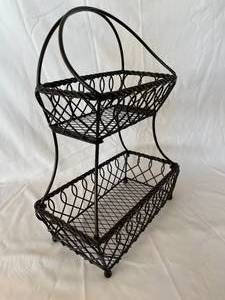 lot 131 image: Metal Two Basket Storage Rack