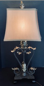 lot 34 image: Lovely Metal Based Lamp with Golden Accents