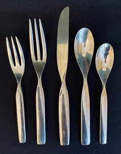 lot 154 image: Ward Bennett Stainless Steel Flatware Grouping