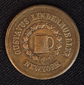 lot 27 image: Vintage 1863 York Gustavus Lindenmueller Civil War Token