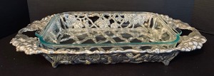 lot 218 image: Arthur Court Silver Plated Serving Tray with Pyrex Insert