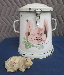 LARGE ENAMEL COMPOST BIN  CONTAINER PLUS