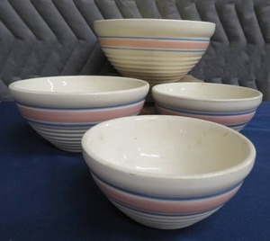 ANTIQUE NESTED SET OF 4 BOWLS