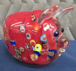 HAND BLOWN GLASS PIGGY BANK