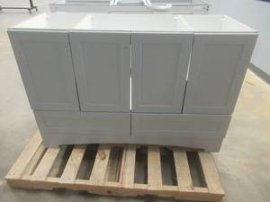 Glacier Bay Lancaster 49 in. W x 19 in. D Bath Vanity in Pearl Gray (CABINET IS DAMAGED ON THE SIDE AND BACK, SEE PHOTOS)