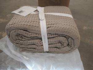 Mills Waffle Beige Fawn Solid Cotton FullQueen Duvet Cover Set