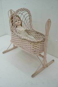 lot 377 image: vintage cradle and doll