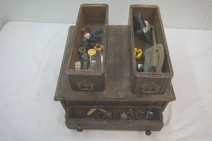 lot 396 image: vintage sewing machine drawers, vintage 2 drawer cabinet