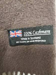 lot 84 image: 100% Cashmere Brown Fringed Shawl Scarf