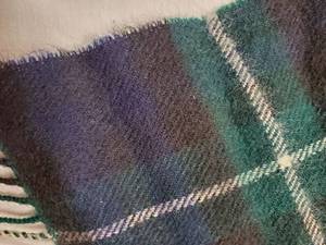 lot 109 image: James Pringle Weavers Inverness 100% Pure New Wool Green Tartan Plaid Scarf Made In Scotland