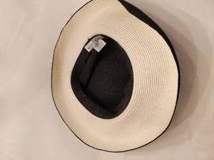 lot 160 image: White House Black Market 100% Paper Straw Floppy BlackWhite Hat