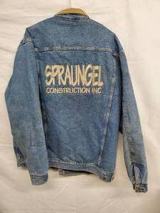 lot 45 image: Swingster Vintage Flannel Lined Blue Denim XL Heavy Weight Jacket&nbspNote Construction Company Logo On Back