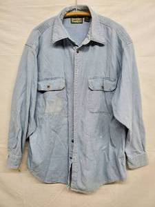lot 48 image: Snowshoe Thompson Embroidered Catch &amp Release Blue Denim Shirt XL