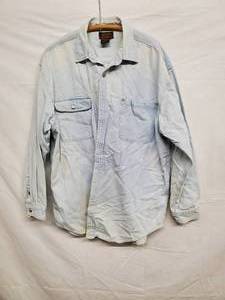 lot 53 image: Eddie Bauer Outdoor Outfitter Mens Blue Denim Embroidered Shirt XL
