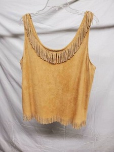 lot 15 image: Retro Chic Vintage Knights Tan Suede Leather Womens 70s Soho Boho Fringe Top
