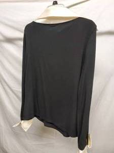 lot 24 image: White House Black Market Womens Black Cream Long Sleeve Cuffed Shirt XL