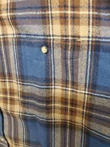 lot 42 image: Pendleton 100% Virgin Wool Flannel Plaid Button Front Shirt XL With Suede Elbow Pads