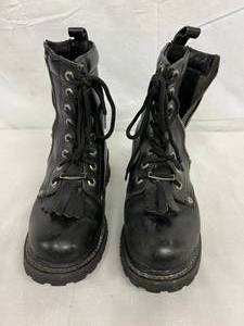 lot 163 image: Harley Davidson Ladies Leather Black Lace up&nbsp82041 Full Grain Logger Side Zip Motorcycle Boots Size 9&nbsp
