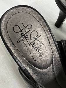 lot 176 image: Life Stride Soft System Ladies One Strap Black Kitten Heel Sandal Size 9 12