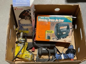 Fire Extinguisher, Jig Saw, Drill