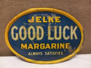 lot 85 image: JELKE GOOD LUCK MARGARINE SIGN