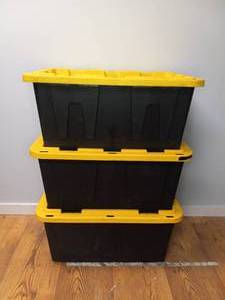 lot 107 image: (3) 27 GALLON TOTES STORAGE CONTAINERS