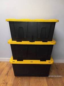lot 108 image: (3) 27 GALLON TOTES STORAGE CONTAINERS