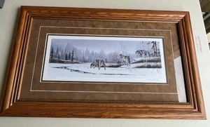 Vintage Terry Palm Signed Wolf Art Print (30250) 26 x 17