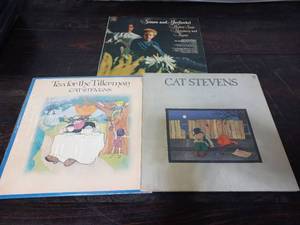 Three Vinyl Records Cat Stevens, Simon & Garfunkel