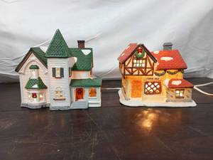 Christmas Village Accessories Two Houses