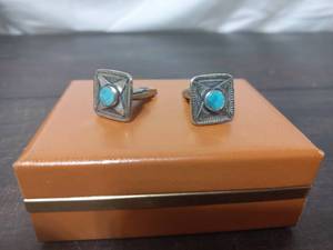 Sterling And Turquoise Cuff Links