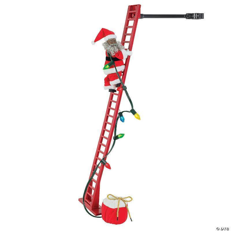 Super Climbing African American Santa Animated Christmas Tabletop Decor