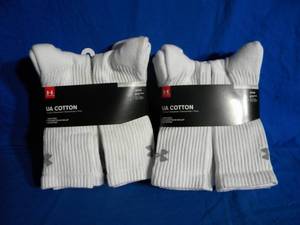 Brand New 2 - Packs of Under Armour Cotton Athletic Socks Size Large